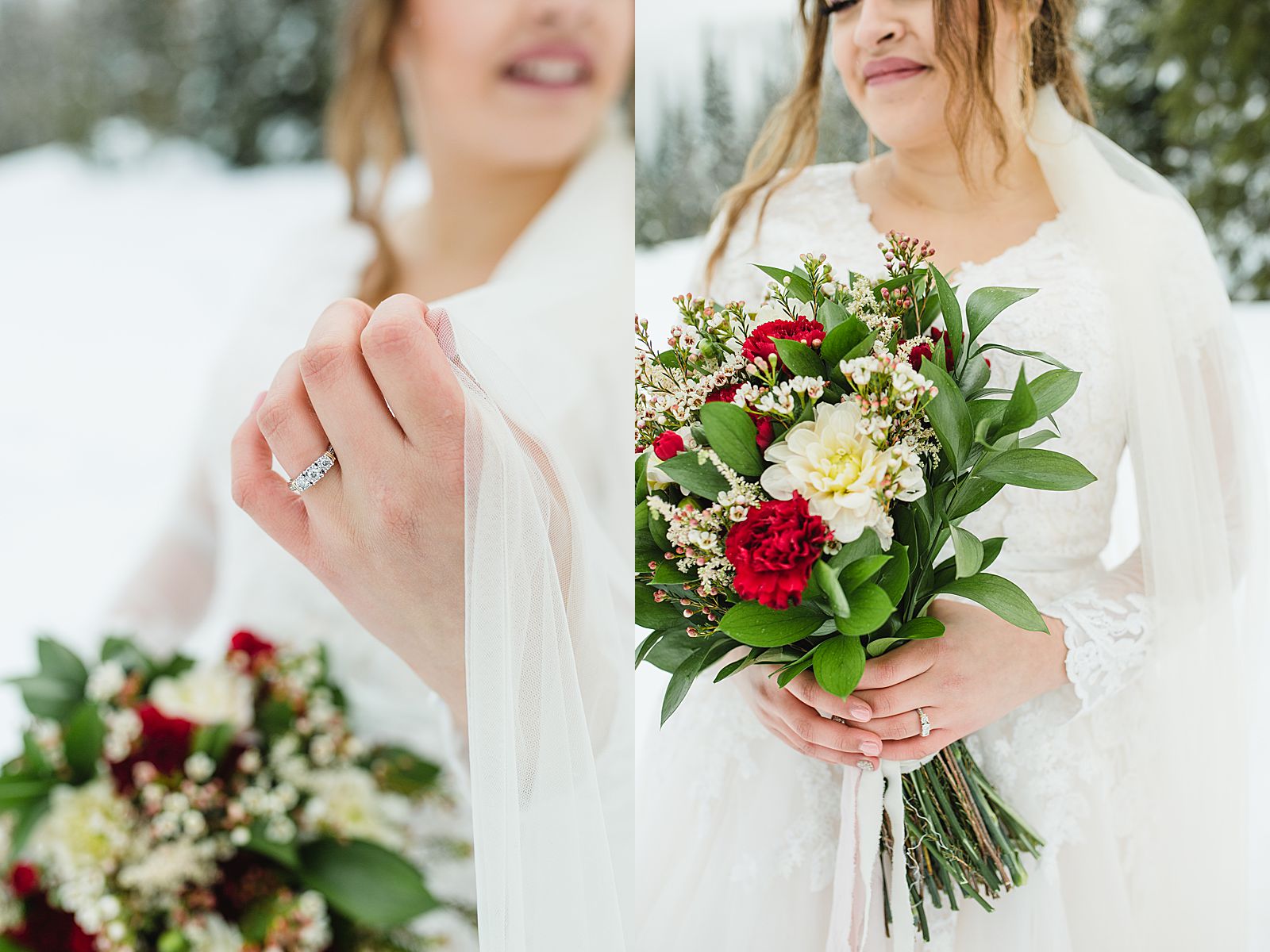 Big Cottonwood Canyon Bridals | Utah Wedding Photographer | Winter Bridals | Bridal Details 