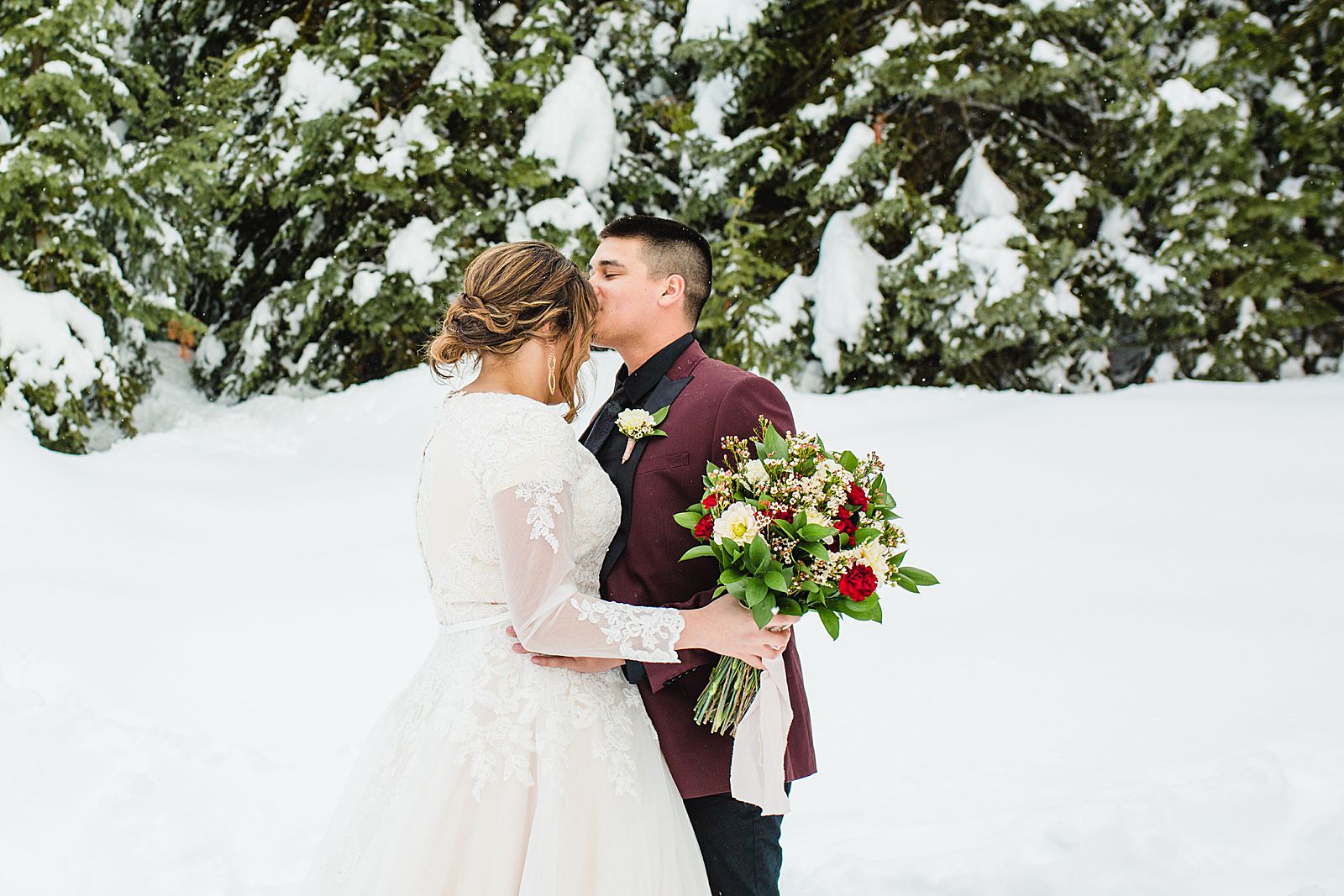 Big Cottonwood Canyon Bridals | First Look | Winter Bridals