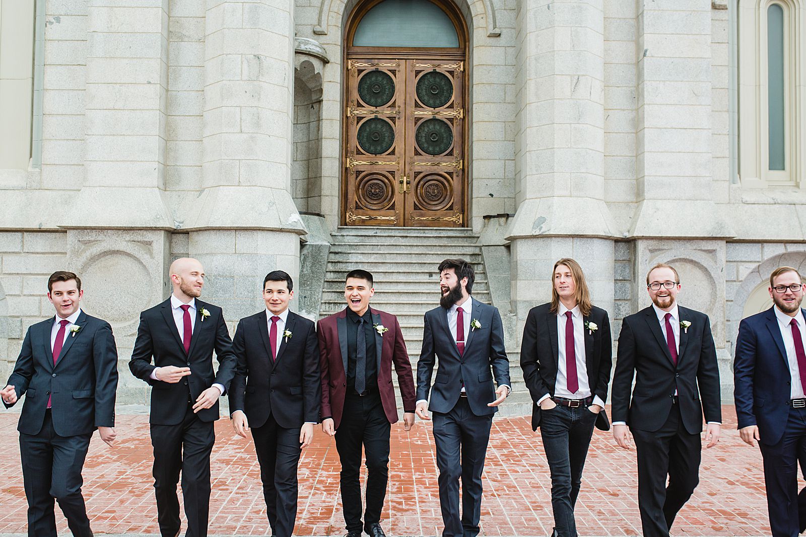 Salt Lake Temple Winter Wedding | Groomsmen