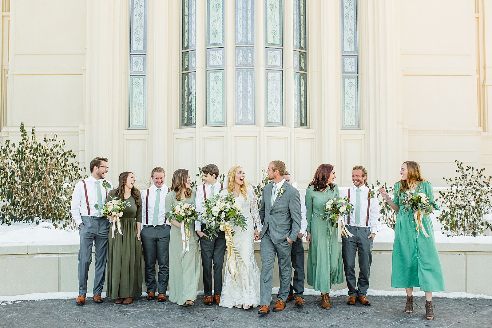 Payson Temple Winter Wedding | Bridal Party 