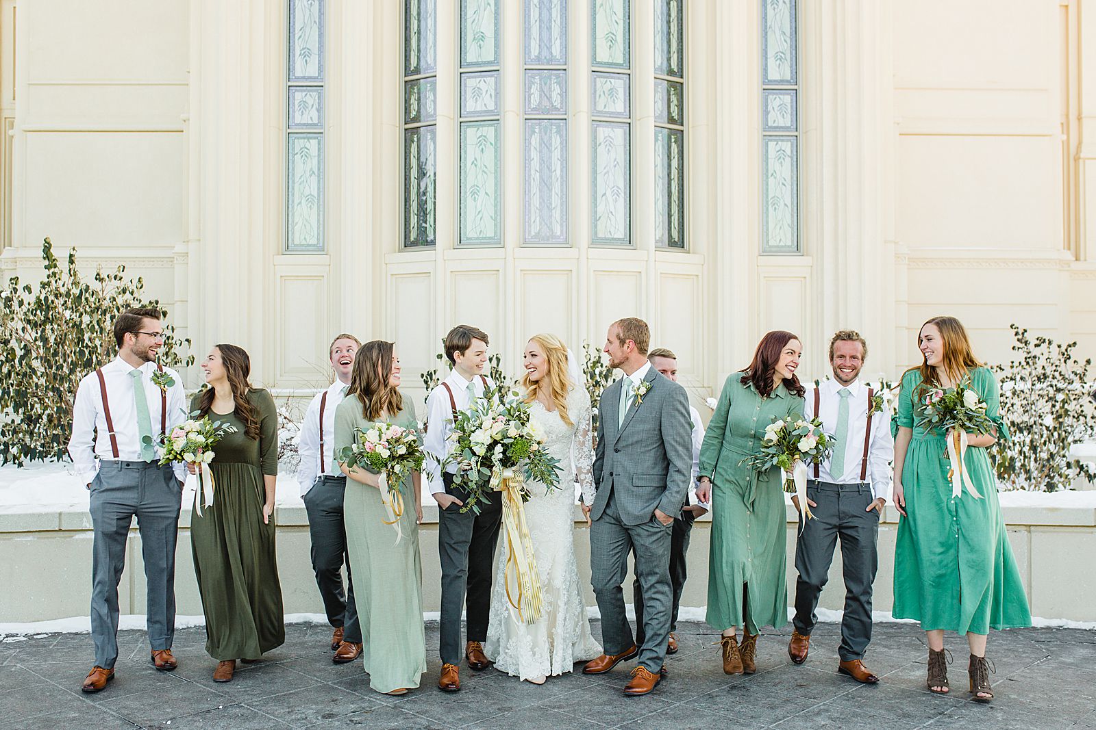 Payson Temple Winter Wedding | Bridal Party 