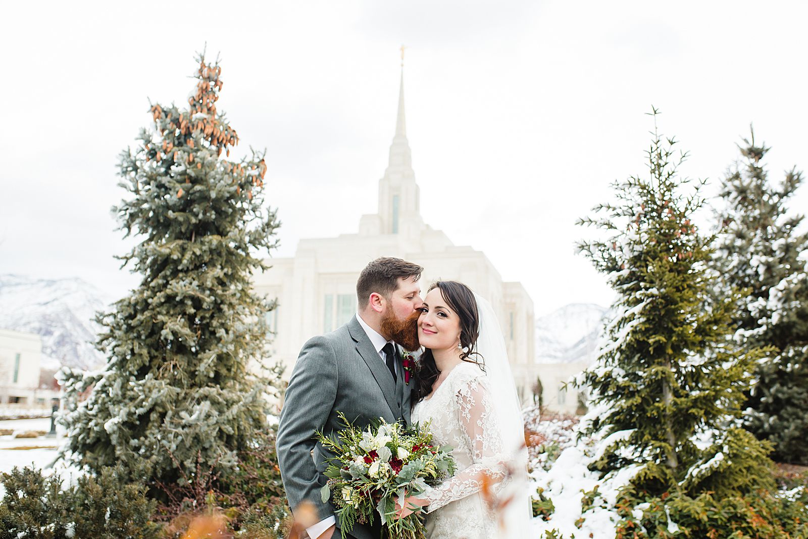 Ogden Temple Wedding | Bride and Groom 