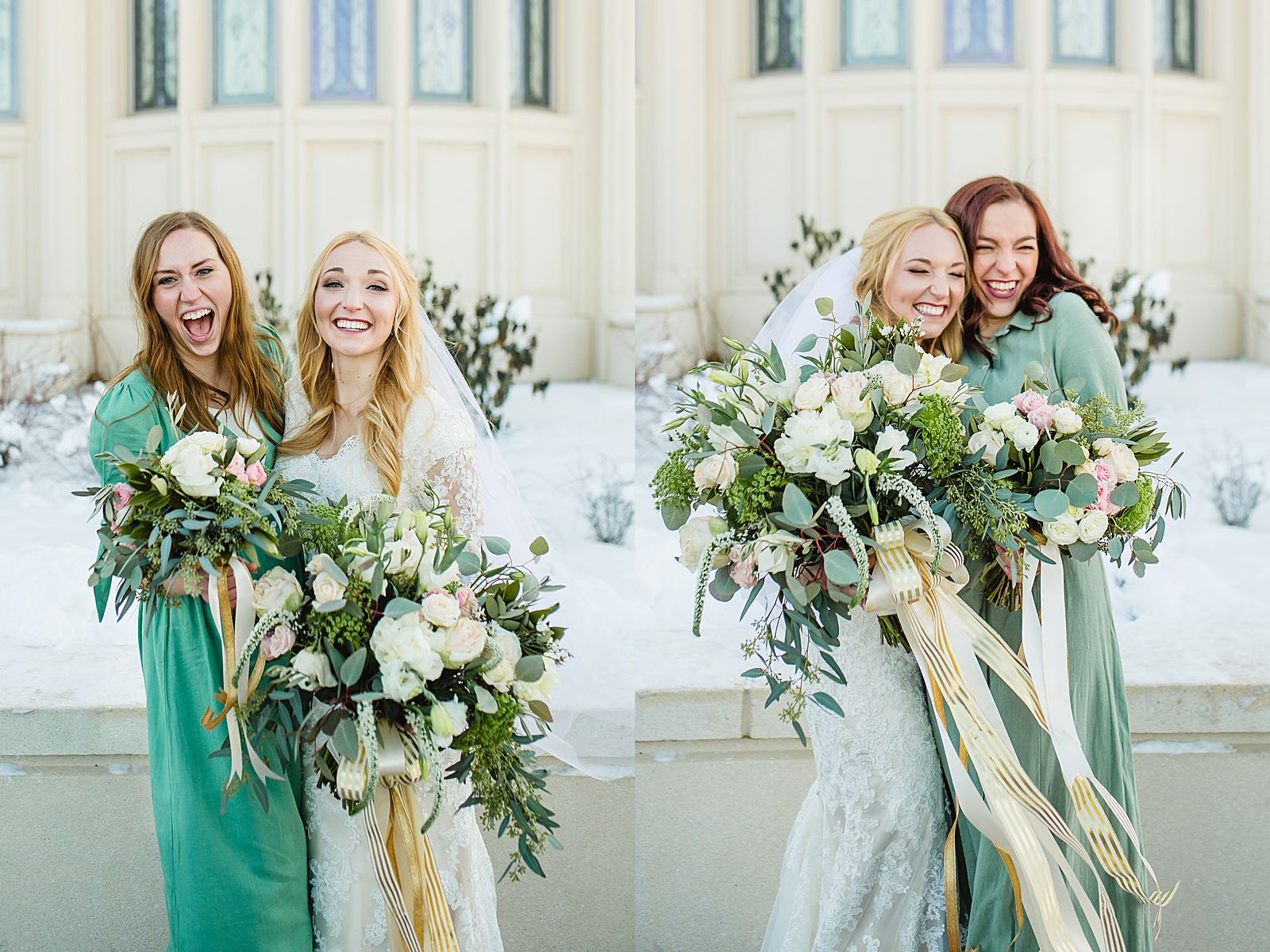 Payson Temple Winter Wedding | Bridesmaids 