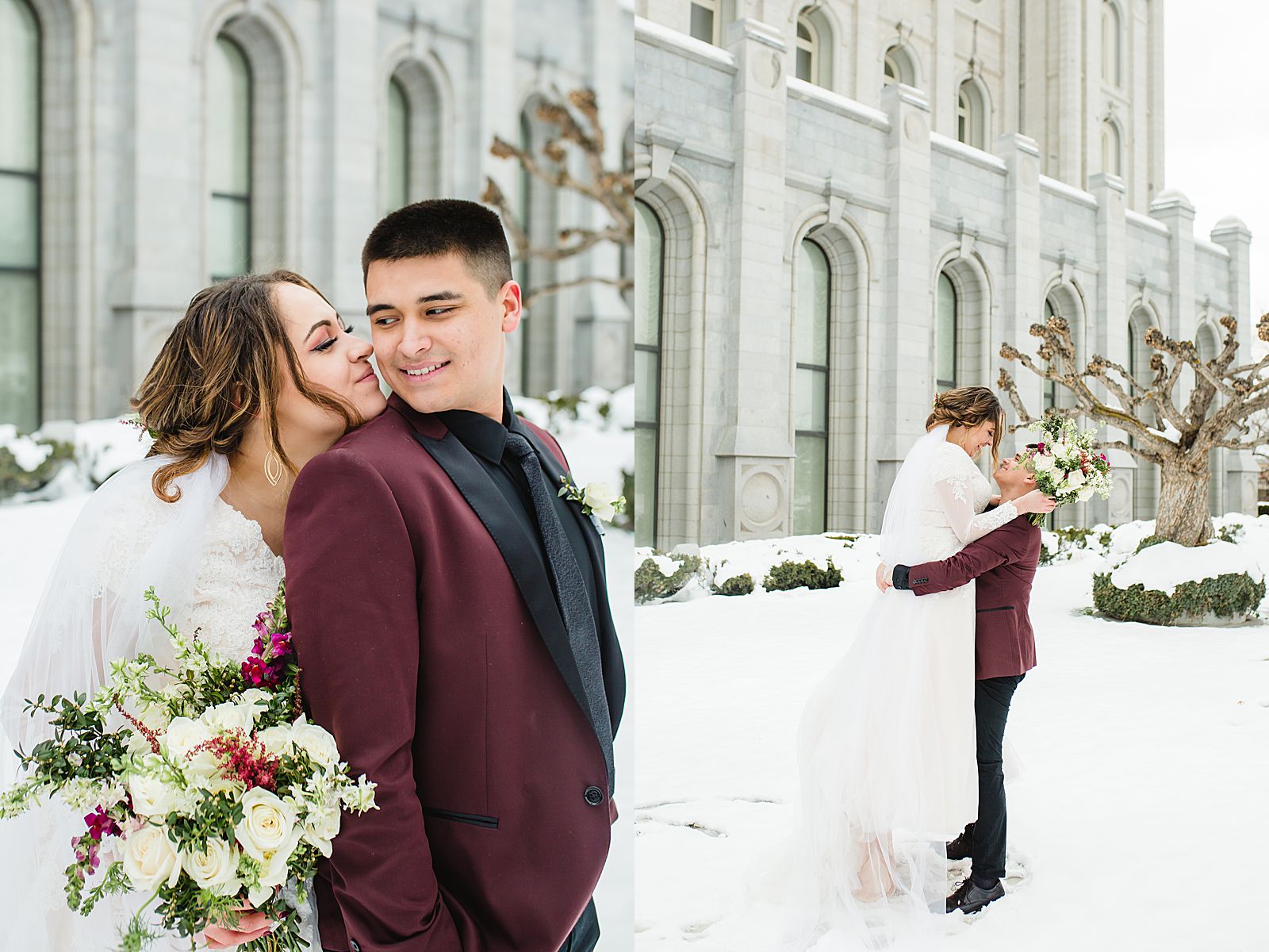 Salt Lake Temple Winter Wedding
