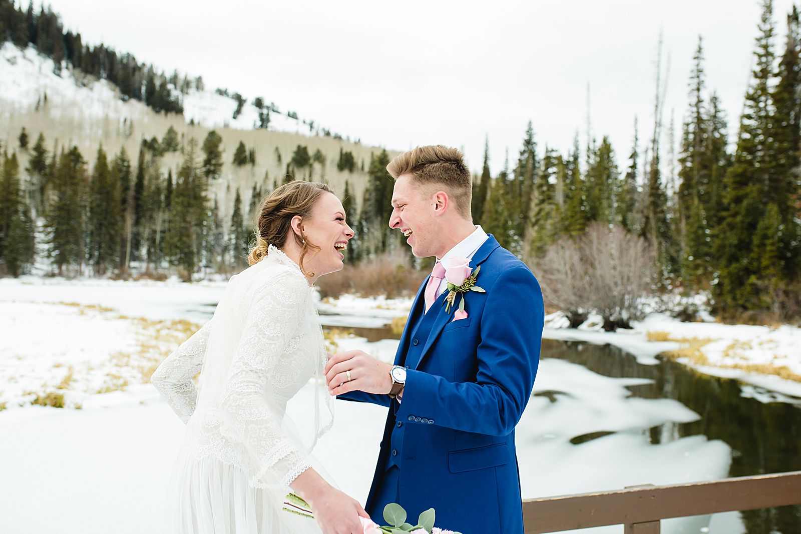 Silver Lake Winter Bridals | First Look